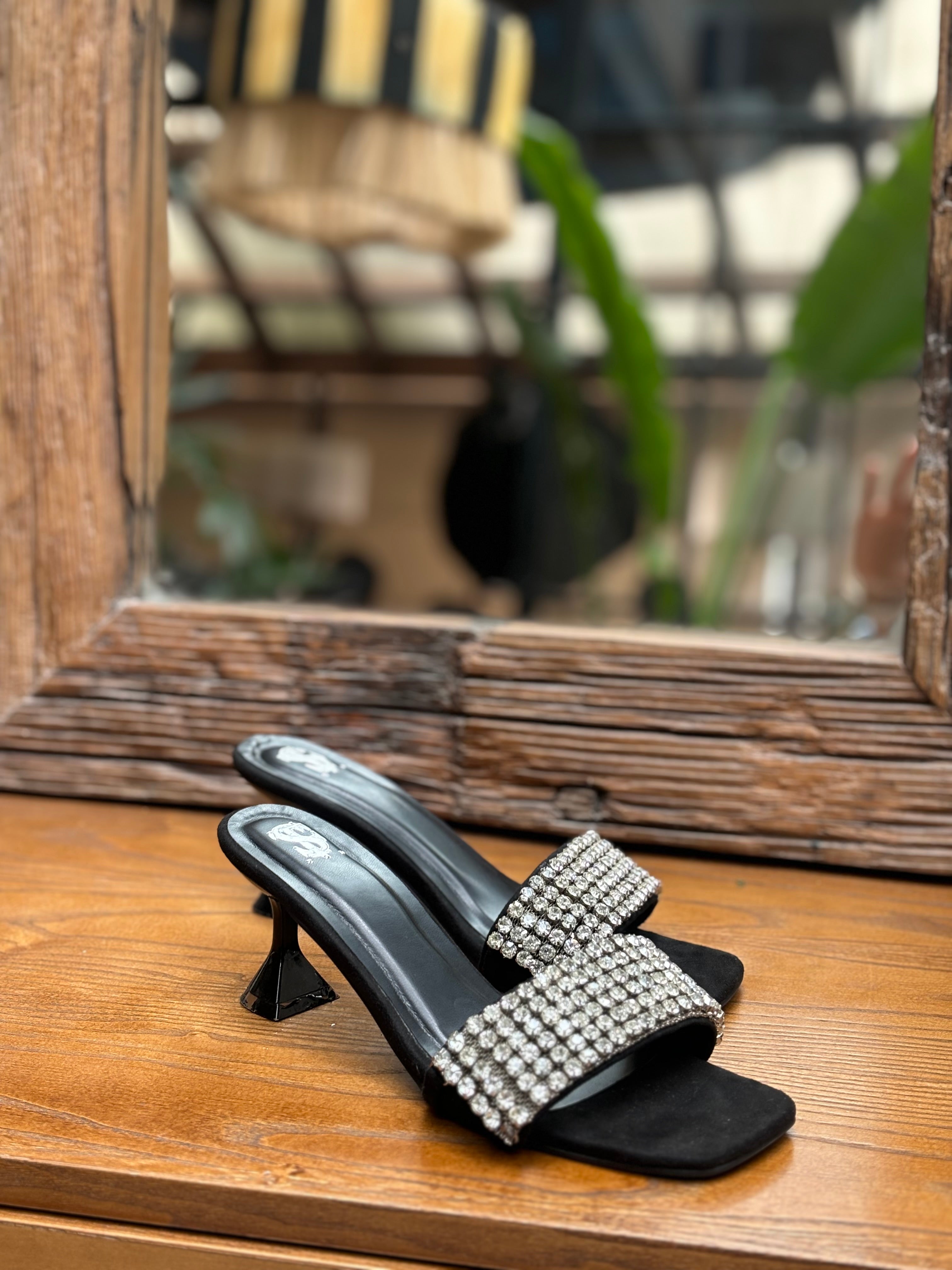 black and diamond heels