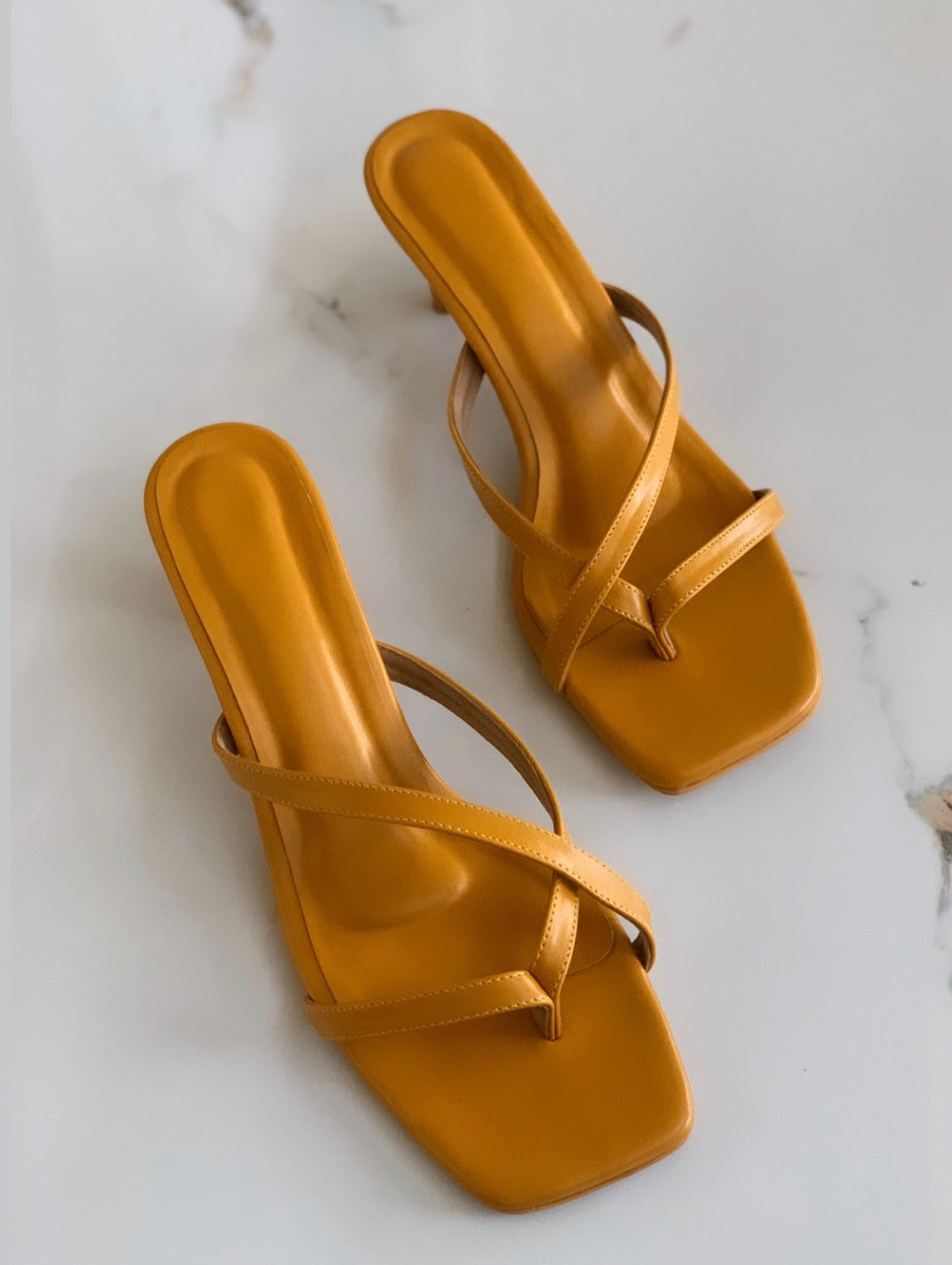 Mustard strappy kitten heels Shoe That Fits You