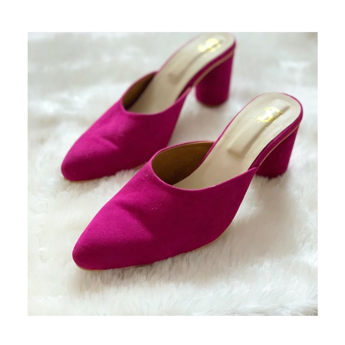 Fuschia pink mules best sale