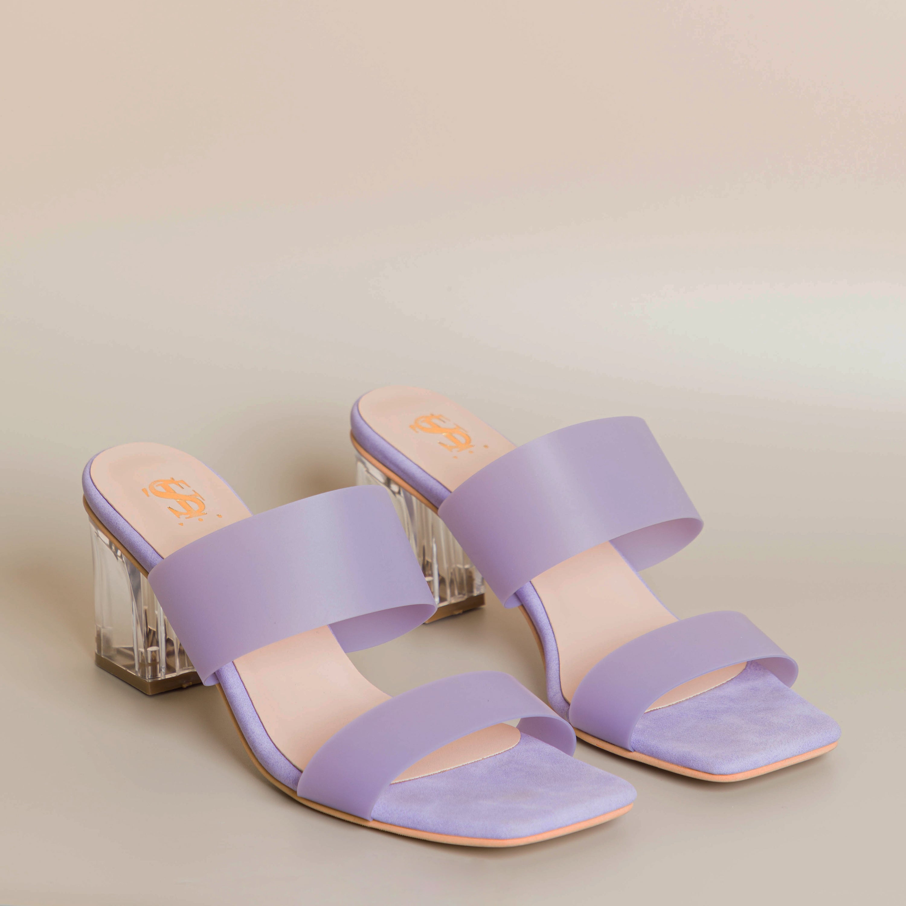 Lilac Transparent Block heels - Main Image