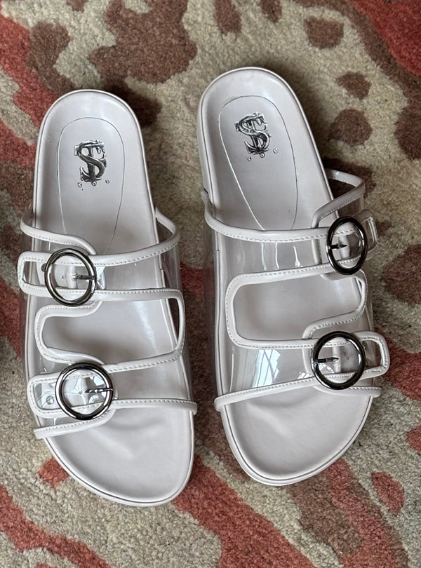 Beige Transparent Clipped Sliders