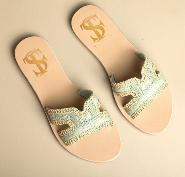 Green raffia slides