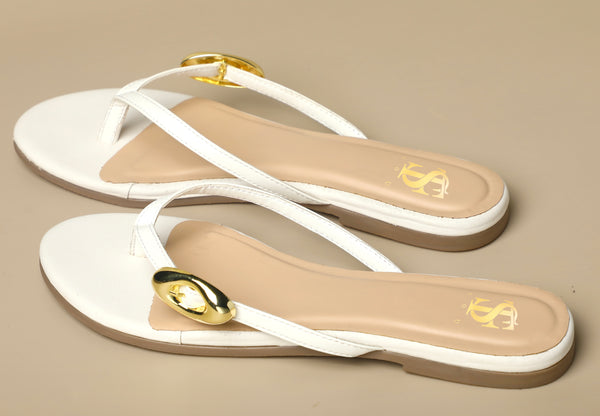 White thong clipped flats