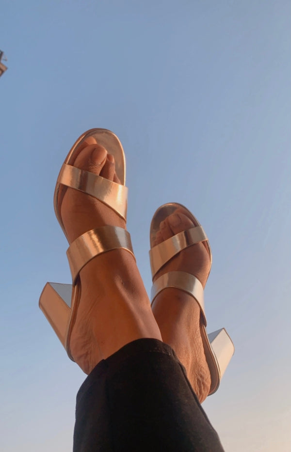 Subtle & Sleek gold block heels