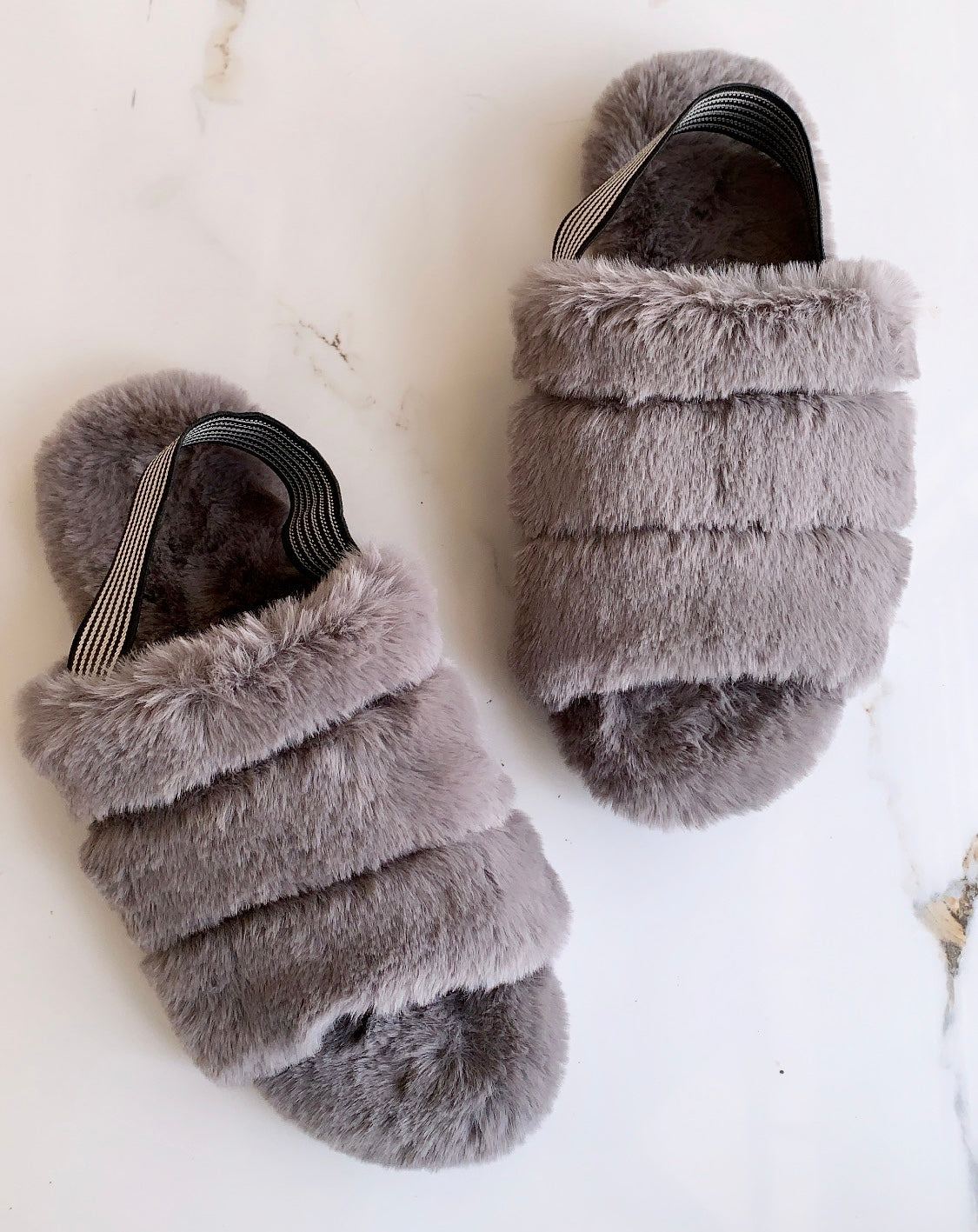 Grey Fur sliders Shoe That Fits You