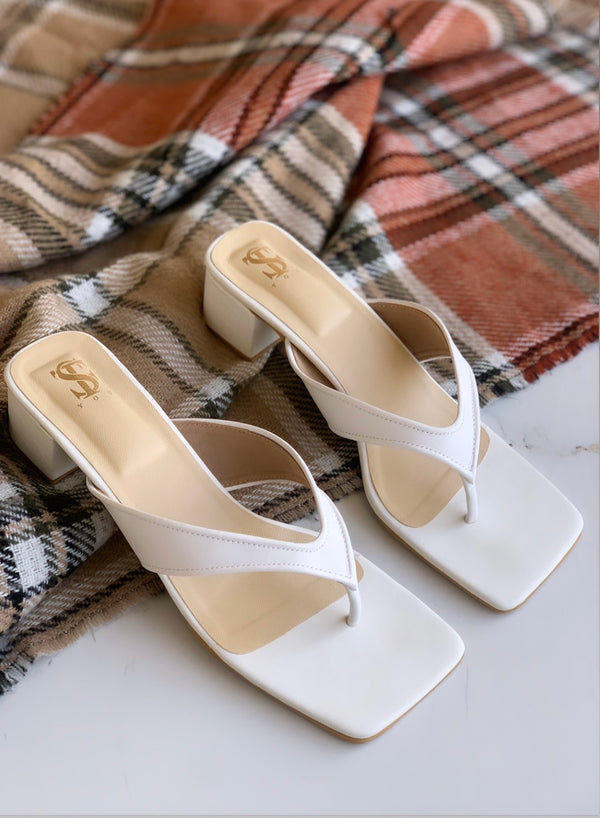 White Toe-Rest Mid heels