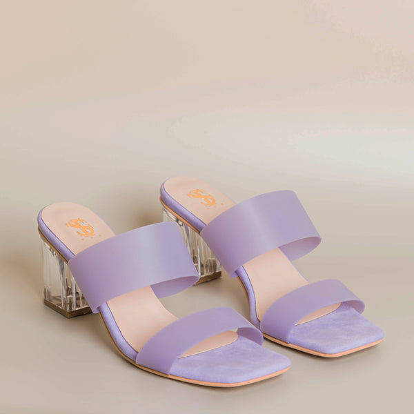 Lilac Transparent Block heels