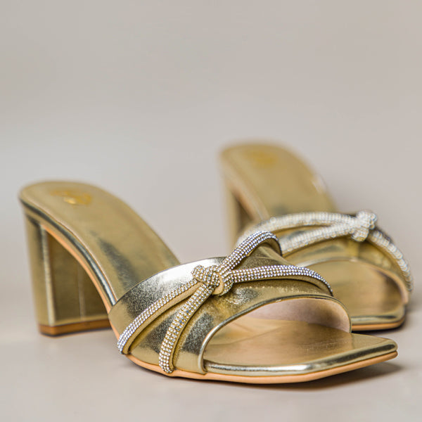Andria Gold Lacey mules