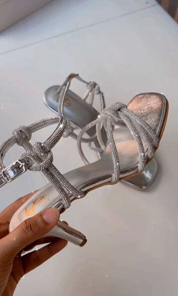 Silver Lacey tops Heels