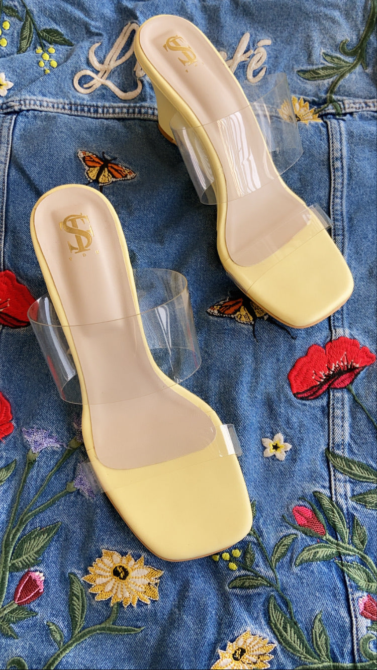 Yellow outlet clear heels